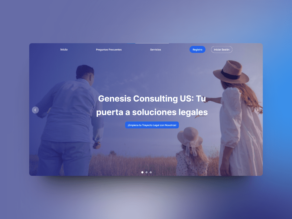 The landing page of Genesis Consulting US.